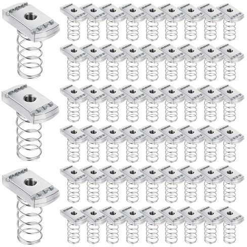 100 Pcs Strut Channel Nuts 5/16"-18 with Standard Spring, Zinc Plated Nuts for Electrical Conduit HVAC Solar Panel Mounting in Kuwait