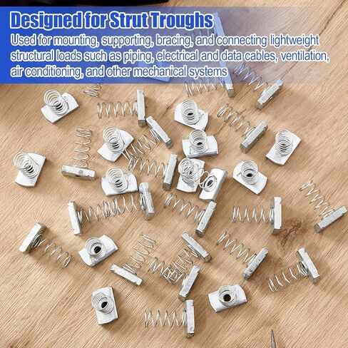 100 Pcs Strut Channel Nuts 5/16"-18 with Standard Spring, Zinc Plated Nuts for Electrical Conduit HVAC Solar Panel Mounting in Kuwait