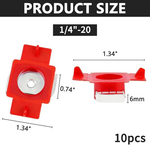 10 قطع 1/4"-20 صواميل مخروطية من النايلون الأحمر، صواميل ضغط القناة مع لمسة نهائية من الزنك الكهربائي، صواميل الأجهزة الملتوية لقناة Unistrut، تركيب اللوحة الشمسية، أنظمة الدعم الهيكلي in Kuwait