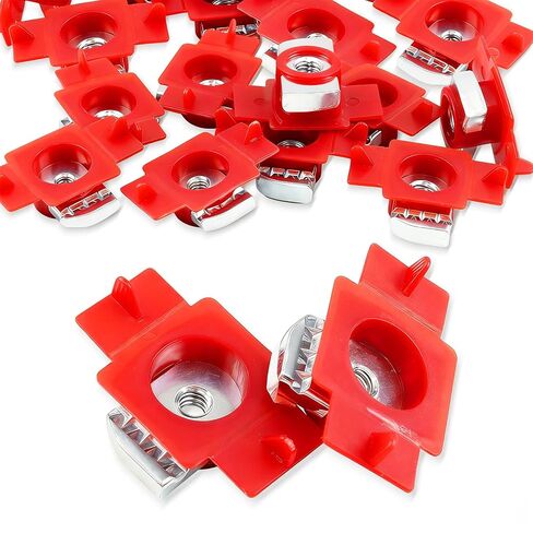 10 قطع 1/4"-20 صواميل مخروطية من النايلون الأحمر، صواميل ضغط القناة مع لمسة نهائية من الزنك الكهربائي، صواميل الأجهزة الملتوية لقناة Unistrut، تركيب اللوحة الشمسية، أنظمة الدعم الهيكلي in Kuwait