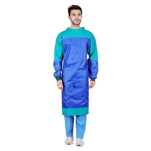 Saini_MEDICOS Cotton Reusable Surgeon Gown with Impervious Material and with Set of Face Mask and Cap | Green-5 in Saudi Arabia