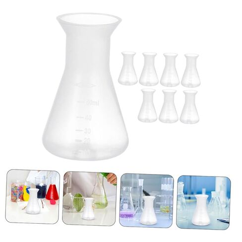 Zerodeko 8pcs Plastic Conical Flask Set Lab Experiment Chemistry Flask Scale for Laboratory in Saudi Arabia