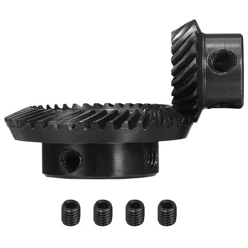 uxcell 90 Degree 1 : 2 Shaft Hole Tapered Bevel Gear, 2 Pcs 1 Mod 6mm Bore 20 Teeth Left Hand and 10mm Bore 40 Teeth Right Hand Ground Spiral Steering Gears for Mechanical Rotation in Saudi Arabia