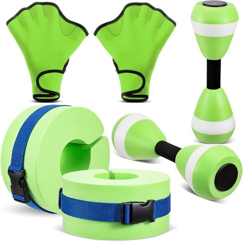 Hungdao Water Aerobics Set for Aquatic Exercise Include Foam Water Dumbbell Swim Aquatic Cuffs Ankle Arm for Sport Swimming Glove Pool Resistance Weights Fitness Equipment for Workout Training in Saudi Arabia
