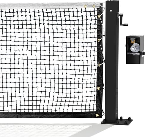 Surface Mount Tennis Net Posts with Heavy Duty Double-Layer Tennis Net, 4'' Square Aluminum Alloy Posts, Unique Built-in Winder Design, ITF Compliant, Sturdy and Durable in Kuwait