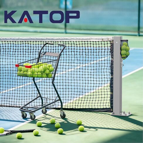Surface Mount Tennis Net Posts with Heavy Duty Double-Layer Tennis Net, 4'' Square Aluminum Alloy Posts, Unique Built-in Winder Design, ITF Compliant, Sturdy and Durable in Saudi Arabia
