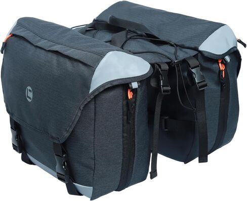 HOMPER حقيبة الدراجة Panniers 35L دراجة سرج حقيبة للرف الخلفي تخزين حقائب ركوب الدراجات الجبلية، حقيبة جذع الدراجة مع Panniers حقيبة تخزين الدراجة للركاب البقالة التسوق السفر الناقل، أسود in Kuwait