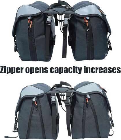 HOMPER حقيبة الدراجة Panniers 35L دراجة سرج حقيبة للرف الخلفي تخزين حقائب ركوب الدراجات الجبلية، حقيبة جذع الدراجة مع Panniers حقيبة تخزين الدراجة للركاب البقالة التسوق السفر الناقل، أسود in Kuwait