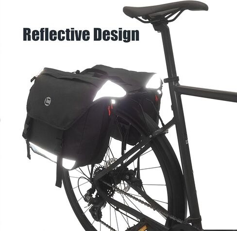 HOMPER حقيبة الدراجة Panniers 35L دراجة سرج حقيبة للرف الخلفي تخزين حقائب ركوب الدراجات الجبلية، حقيبة جذع الدراجة مع Panniers حقيبة تخزين الدراجة للركاب البقالة التسوق السفر الناقل، أسود in Kuwait