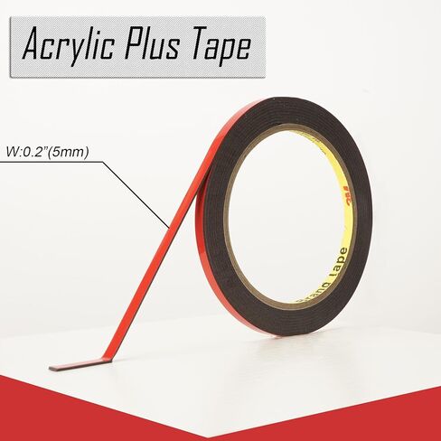 3M Acrylic Plus Tape for Automotive Made of 3M PT1100 0.2"×10Ft Double Sided Tape Heavy Duty for Moldings Claddings Panels Pads and bonding to Automotive Trim in Kuwait