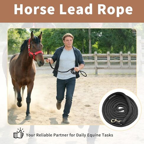 All-Purpose Nylon Horse Lead Rope | Lightweight and Soft Lead Rope | Double Braided |(Black, 10') in Saudi Arabia