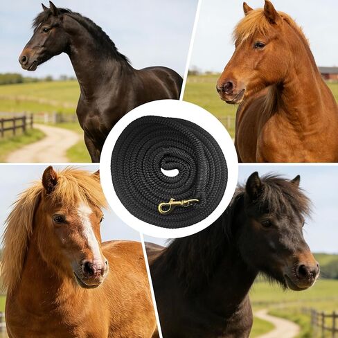 All-Purpose Nylon Horse Lead Rope | Lightweight and Soft Lead Rope | Double Braided |(Black, 10') in Saudi Arabia
