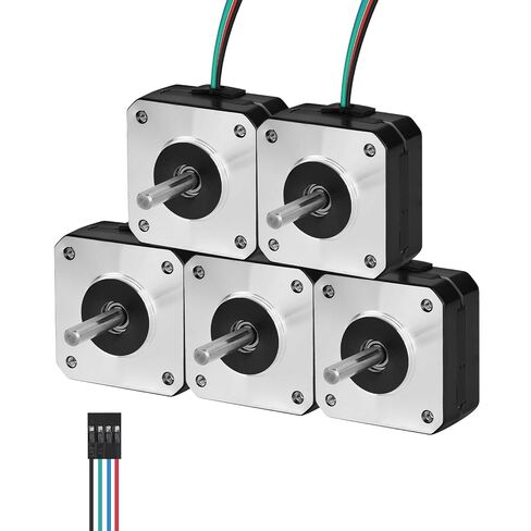 5Pack Nema 17 Stepper Motor 2 Phase 1.8‌°‌ 0.13Nm(18.41oz·in) High Torque Bipolar 21mm 1.0A 4.2Ω 4-Wire Shaft 24mm φ5mm 42 Stepper Motor Cable 1M for 3D Printer DIY Robot CNC Machine in Kuwait