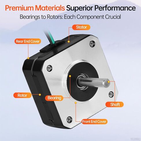 5Pack Nema 17 Stepper Motor 2 Phase 1.8‌°‌ 0.13Nm(18.41oz·in) High Torque Bipolar 21mm 1.0A 4.2Ω 4-Wire Shaft 24mm φ5mm 42 Stepper Motor Cable 1M for 3D Printer DIY Robot CNC Machine in Kuwait