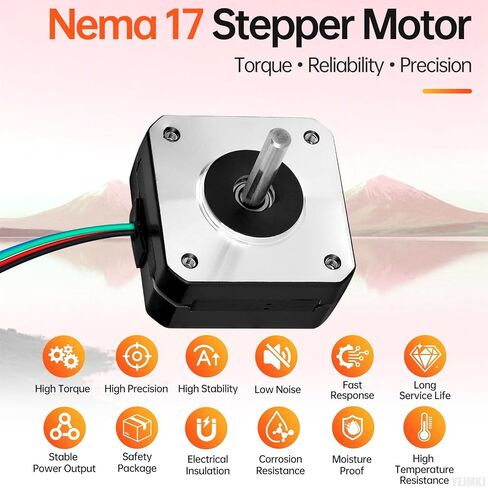 5Pack Nema 17 Stepper Motor 2 Phase 1.8‌°‌ 0.13Nm(18.41oz·in) High Torque Bipolar 21mm 1.0A 4.2Ω 4-Wire Shaft 24mm φ5mm 42 Stepper Motor Cable 1M for 3D Printer DIY Robot CNC Machine in Kuwait