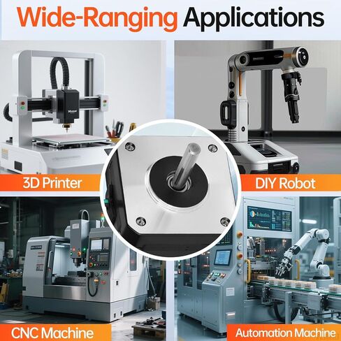 5Pack Nema 17 Stepper Motor 2 Phase 1.8‌°‌ 0.13Nm(18.41oz·in) High Torque Bipolar 21mm 1.0A 4.2Ω 4-Wire Shaft 24mm φ5mm 42 Stepper Motor Cable 1M for 3D Printer DIY Robot CNC Machine in Kuwait