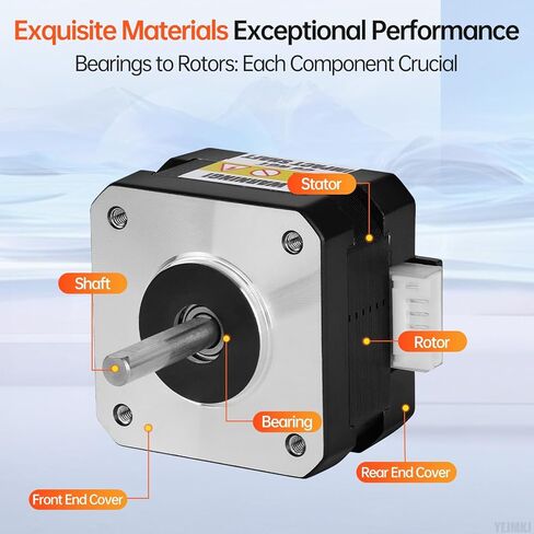 Nema 17 Stepper Motor 1.8‌°‌ 2 Phase High Torque 0.28Nm(39.65oz·in) Bipolar 42x28mm 1.6A 1.2Ω 4-Wire Shaft 24mm φ5mm 42 Stepper Motor Cable 1M for 3D Printer DIY Robot CNC Machine in Kuwait