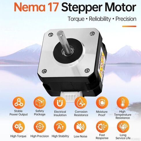 Nema 17 Stepper Motor 1.8‌°‌ 2 Phase High Torque 0.28Nm(39.65oz·in) Bipolar 42x28mm 1.6A 1.2Ω 4-Wire Shaft 24mm φ5mm 42 Stepper Motor Cable 1M for 3D Printer DIY Robot CNC Machine in Kuwait