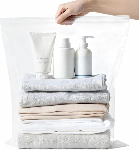 8 عبوات من أكياس تخزين بلاستيكية كبيرة، حجم كبير 3 جالون، 40.64 سم × 45.72 سم، حقيبة كبيرة بسحاب شفاف للملابس، والسفر، والحركة، وحقائب كبيرة بسحاب مع قفل قابل لإعادة الإغلاق، بسمك 2 مل in Kuwait