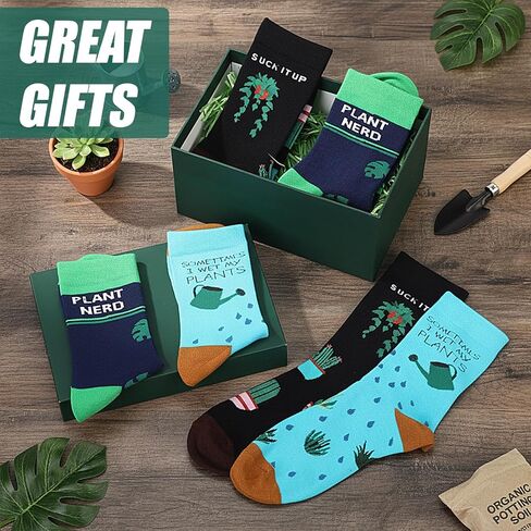 EBOOT 3 Pair Women's Plant Socks for Plant Lovers Gifts Christmas Novelty Crew Plant Socks Gardening for Lady Birthday(Vines Style) in Saudi Arabia