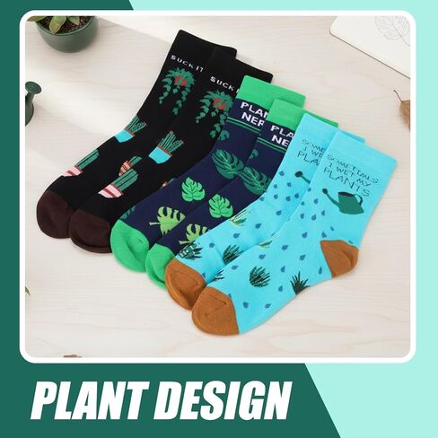 EBOOT 3 Pair Women's Plant Socks for Plant Lovers Gifts Christmas Novelty Crew Plant Socks Gardening for Lady Birthday(Vines Style) in Saudi Arabia