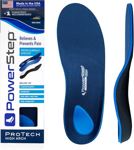 PowerStep ProTech Full Length High Orthotic Insoles - Medical Grade High Arch Support Inserts for Plantar Fasciitis Relief- Made in USA - Maximum Cushioning for Supination (4-4.5 W 6-6.5) in Kuwait
