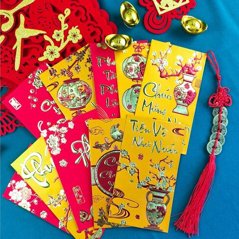 المظلات الحمراء للعام الفيتنامي الجديد ، 20 في المائة من مهرجان الربيع الآسيوي المحظوظين الحزم الحمراء ، 2025 سنة من الأظرف الحمراء للثعبان لزخارف السنة الجديدة في فيتنام/فونج بيو موو. in Kuwait