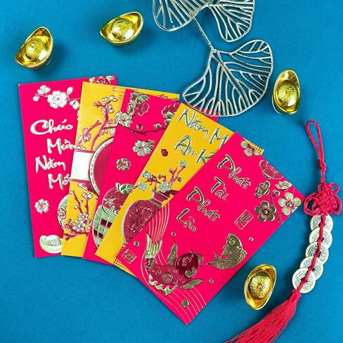 المظلات الحمراء للعام الفيتنامي الجديد ، 20 في المائة من مهرجان الربيع الآسيوي المحظوظين الحزم الحمراء ، 2025 سنة من الأظرف الحمراء للثعبان لزخارف السنة الجديدة في فيتنام/فونج بيو موو. in Kuwait