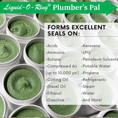 Plumber’s Pal Non-Hardening PTFE Thread Sealant Paste – Seals Worn Metal & Plastic Pipe Threads, High Temp & High Pressure (10,000 PSI), 5oz Brush Top Can, Made in USA in Kuwait