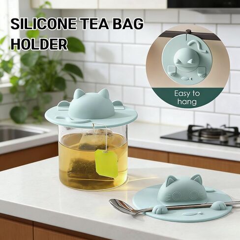 3PCS Silicone Cup Covers, Cat-Designed Cup Cover with Silicone Tea Bag Holder Mug Lid, Tea Mug Topper, for Coffee Milk Tea in Saudi Arabia