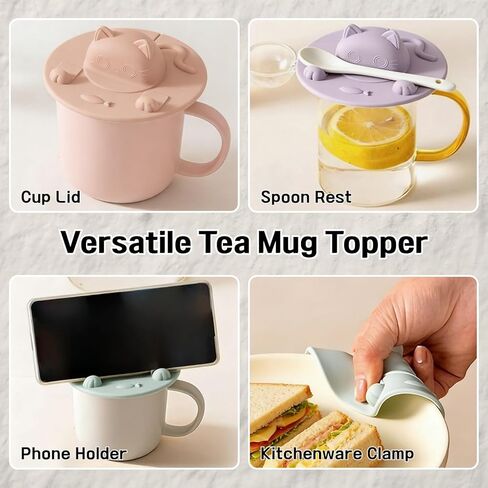 3PCS Silicone Cup Covers, Cat-Designed Cup Cover with Silicone Tea Bag Holder Mug Lid, Tea Mug Topper, for Coffee Milk Tea in Saudi Arabia