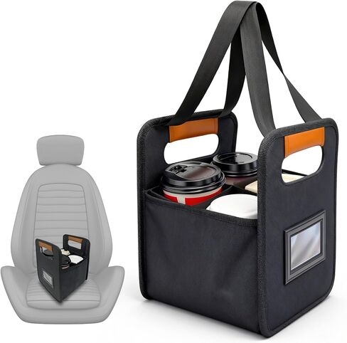 Portable 4 Cup Drink Carrier with Handle for Car, Reusable Insulated Coffee Cup Carrier for Delivery, Foldable Drink Caddy for Hot & Cold Drinks in Kuwait