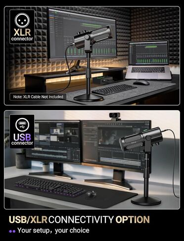FIFINE AmpliTank TANK6S Vocal-Dynamic-Microphone, XLR-USB-Podcast-Microphone with Desktop Stand, Mute Button, Volume Knob, Studio Metal Built, Streaming-Mic for Content Creation, Music Recording in Saudi Arabia
