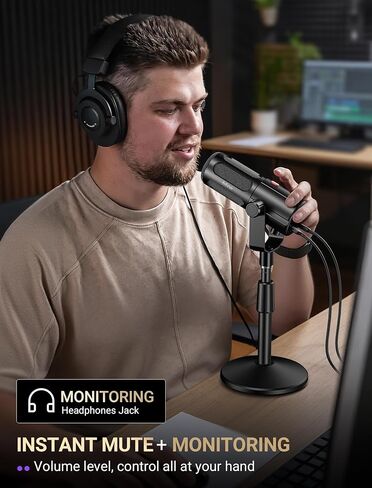 FIFINE AmpliTank TANK6S Vocal-Dynamic-Microphone, XLR-USB-Podcast-Microphone with Desktop Stand, Mute Button, Volume Knob, Studio Metal Built, Streaming-Mic for Content Creation, Music Recording in Saudi Arabia