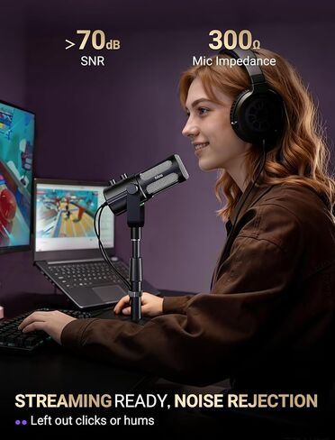 FIFINE AmpliTank TANK6S Vocal-Dynamic-Microphone, XLR-USB-Podcast-Microphone with Desktop Stand, Mute Button, Volume Knob, Studio Metal Built, Streaming-Mic for Content Creation, Music Recording in Saudi Arabia