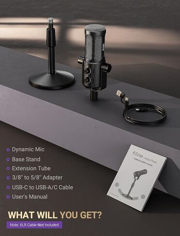 FIFINE AmpliTank TANK6S Vocal-Dynamic-Microphone, XLR-USB-Podcast-Microphone with Desktop Stand, Mute Button, Volume Knob, Studio Metal Built, Streaming-Mic for Content Creation, Music Recording in Saudi Arabia