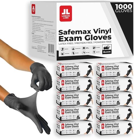 Black Synthetic Vinyl Exam Gloves Powder Free and Latex Free in Kuwait
