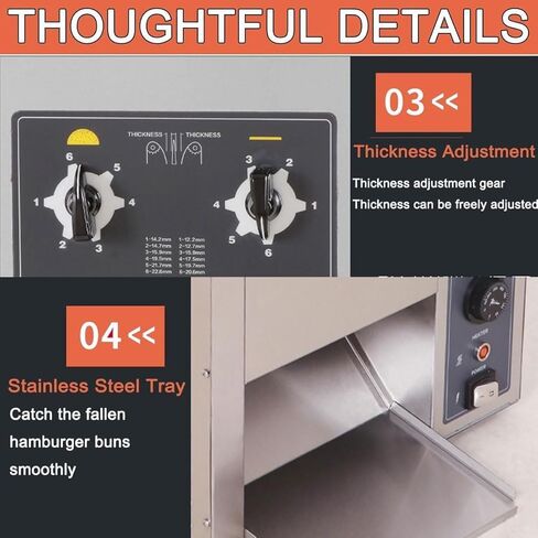 Commercial Burger Buns Toaster,Electric Vertical Burger Baking Machine,1400PCS/H,50-300℃ Adjustable,Automatic Conveyor Toaster,2000w in Kuwait