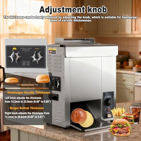 2000wCommercial Vertical Hamburger Toaster Machine Food Grade Stainless Steel Auto Bun Griller Toasting Machine,for Fast Food,Diner,Bakery in Saudi Arabia