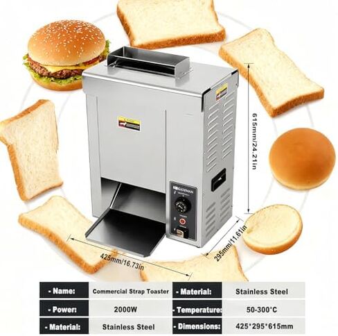 2000wCommercial Vertical Hamburger Toaster Machine Food Grade Stainless Steel Auto Bun Griller Toasting Machine,for Fast Food,Diner,Bakery in Saudi Arabia