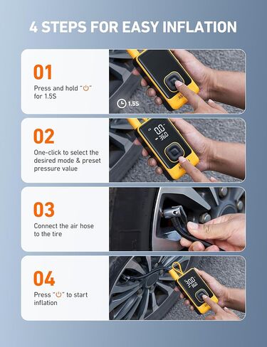 AstroAI L7 Air Tire Inflator Portable Air Compressor, 150PSI Electric Cordless Pump with Fast 1-min Inflation, Auto Shutoff, LED Light – Rechargeable for Car, SUV, Motorcycle, Bike Tires (Green) in Saudi Arabia