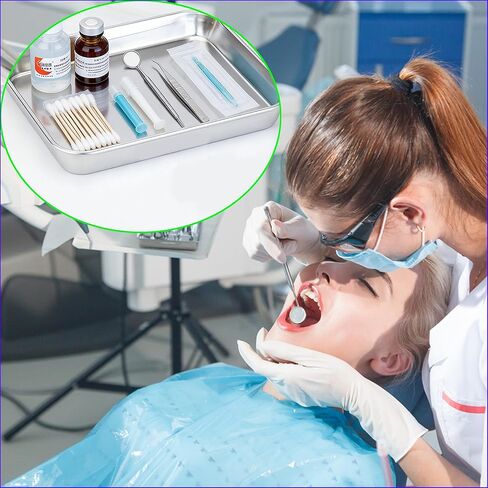 2 Pack Professional Medical Surgical Tray Flat Type Stainless Steel Dental Trays Thickening Lab Instrument Supplies Tools Tray for Dental Piercing Lab Instrument Kitchen Pet Tools(9 * 4.6 * 0.8) in in Kuwait