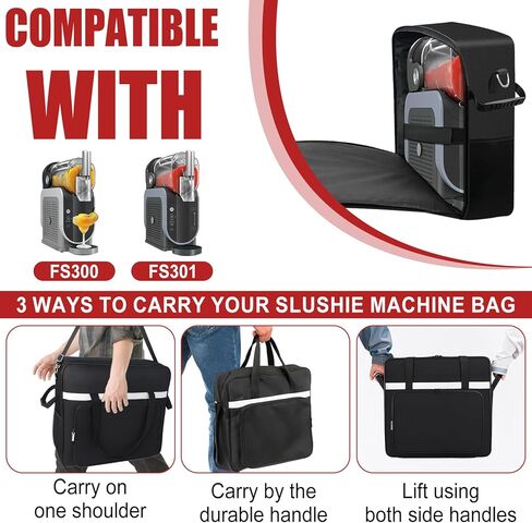 حقيبة حمل متوافقة مع ماكينة سلوشي نينجا سلوشي، حقيبة حمل ماكينة سلاشي المحمولة في الهواء الطلق، حقيبة سفر لصانع المشروبات المجمدة مقاومة للصدمات لـ FS301/FS300، فتحة أمامية ومقابض جانبية in Kuwait