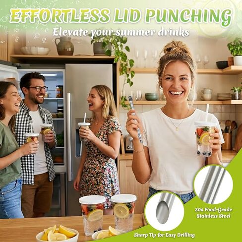 7-Piece Lemonade Stand Supplies Kit – Includes Straw Hole Puncher for Plastic Cups, Handheld Lemon Juicer, Fruit Muddler & Wire Masher in Kuwait