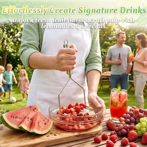 7-Piece Lemonade Stand Supplies Kit – Includes Straw Hole Puncher for Plastic Cups, Handheld Lemon Juicer, Fruit Muddler & Wire Masher in Kuwait