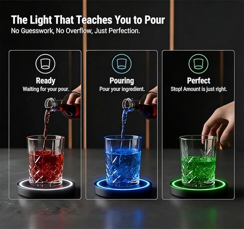 Smart Coaster 2.0 Cocktail Machine - Portable Smart Drink Mixing Coaster with Interactive Lighting, Built-in Smart Sensing Tech, Easy to Clean & Carry, Compact Storage Cocktail Maker Machine in Saudi Arabia