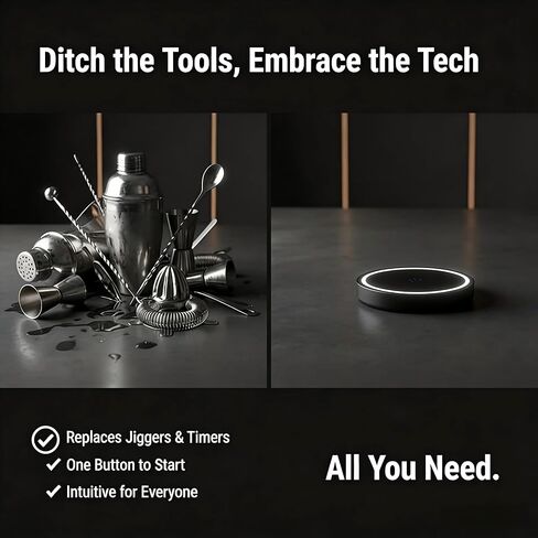 Smart Coaster 2.0 Cocktail Machine - Portable Smart Drink Mixing Coaster with Interactive Lighting, Built-in Smart Sensing Tech, Easy to Clean & Carry, Compact Storage Cocktail Maker Machine in Saudi Arabia