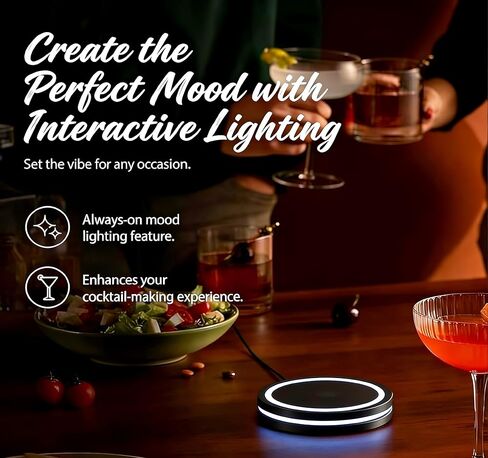 Smart Coaster 2.0 Cocktail Machine - Portable Smart Drink Mixing Coaster with Interactive Lighting, Built-in Smart Sensing Tech, Easy to Clean & Carry, Compact Storage Cocktail Maker Machine in Saudi Arabia