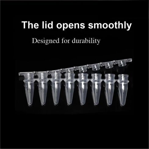 أنابيب PCR - جدار رقيق PCR 0.2 مل مع غطاء مسطح، شريط مكون من 8 أنابيب، خالي من DNase/RNase، حزمة مكونة من 200 قطعة (يشمل الغطاء) in Kuwait