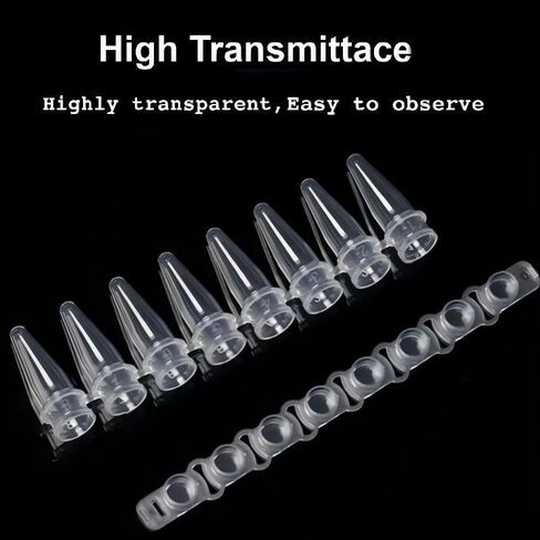أنابيب PCR - جدار رقيق PCR 0.2 مل مع غطاء مسطح، شريط مكون من 8 أنابيب، خالي من DNase/RNase، حزمة مكونة من 200 قطعة (يشمل الغطاء) in Kuwait